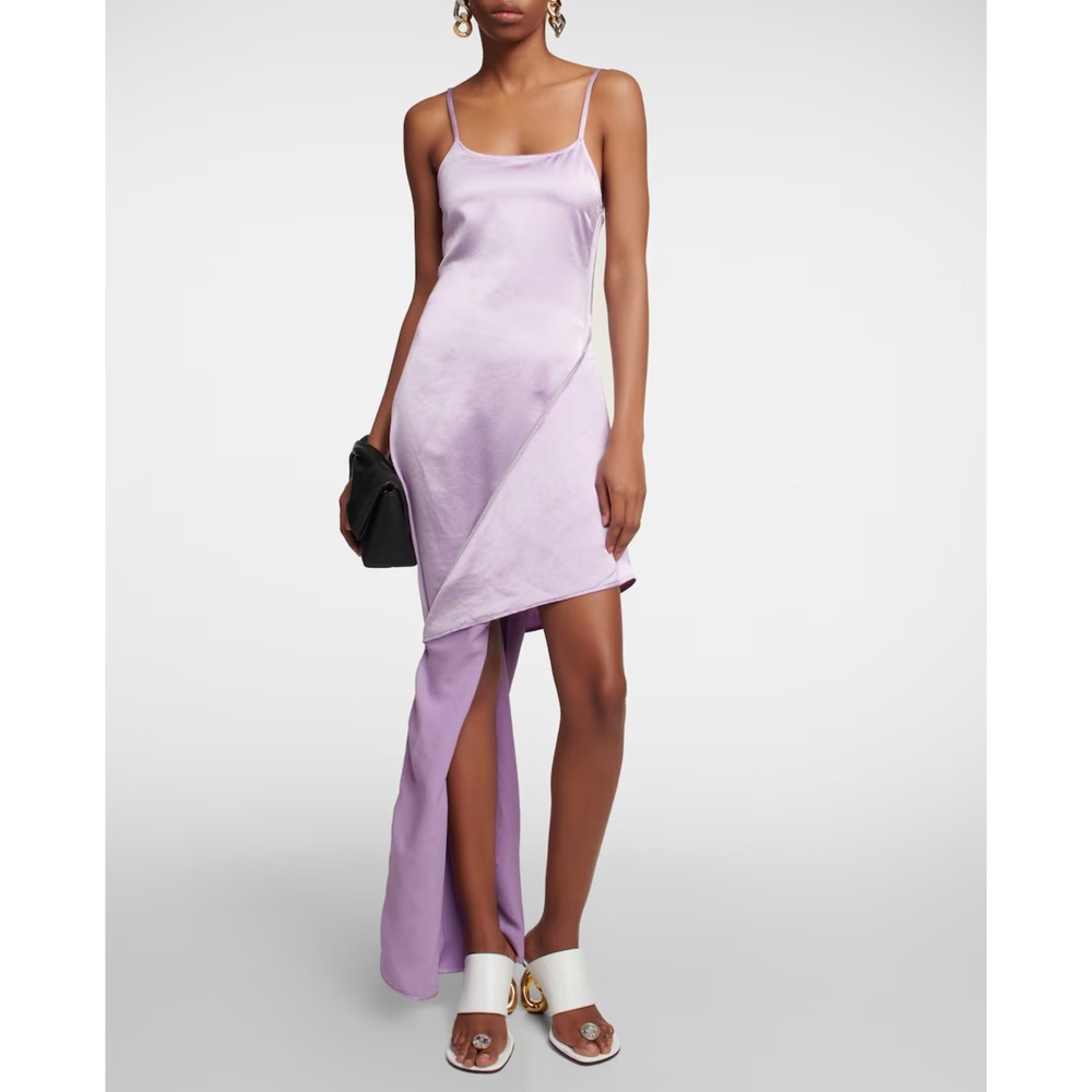 JW Anderson Satin Zip Slip Dress Womens 2 Purple Cocktail Evening Dinner Date